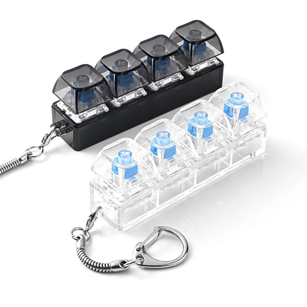 4-Key Bar mechanical keyboard switch keychain glowing with RGB light